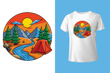 Hiking retro vintage t shirt design