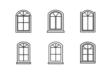 window frame icon line art vector illustration