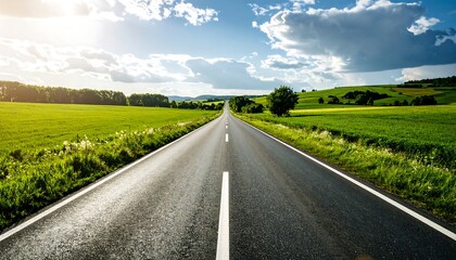 Fototapeta premium Straight road through countryside