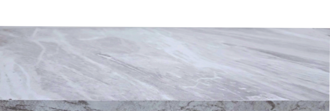 Smooth marble tabletop with natural light gray veining, isolated against a white background, perfect for product presentation or food photography 