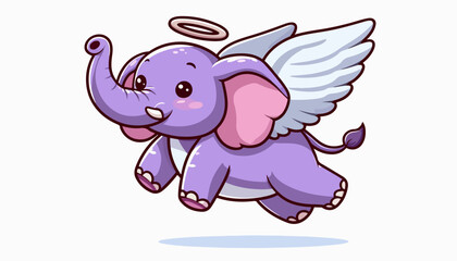 flat illustration of flying elephant