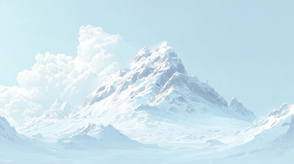 Obraz premium A snow-covered mountain in the style of 1990s Japanese animation.a