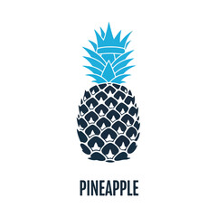 Obraz premium Stylized Pineapple Vector Illustration in Blue Tones for Summer Themes and Tropical Design Projects Fresh Fruit Icon