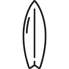 Surfboard icon isolated on white background is a vector illustration of a simple and modern design element for surfing, beach, summer, and water sport activities