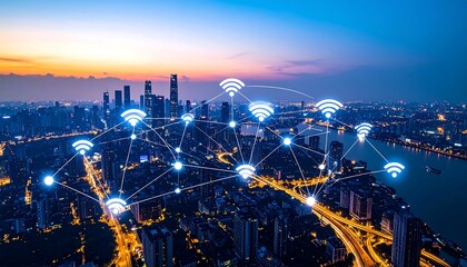 Fototapeta premium City network at dusk