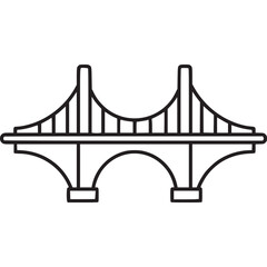 Iconic bridge illustration on white background showcasing a simple, modern design with clean lines, perfect for representing transportation, engineering, or architectural concepts