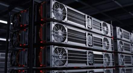 Cryptocurrency mining farm infrastructure showcasing hardware and computational power