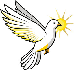 Obraz premium Light Party Alternative White Dove Flying Towards Sun