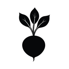 silhouette illustration radish with leaves