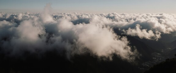 mountain landscape with fog