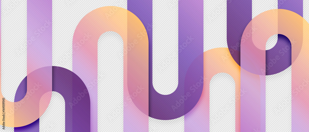 Wall mural purple geometric abstract background with overlay layer