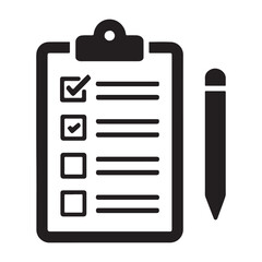 Checklist Clipboard Icon with Pen Symbol for Tasks and Notes