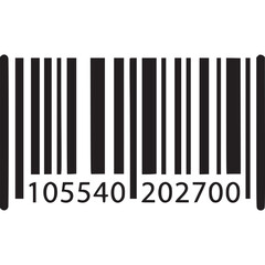 Barcode vector icon isolated on white background, representing product identification, retail, and data scanning for business, shopping, and technology applications
