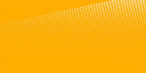 Yellow orange halftone pattern. Retro comic gradient background. Square pixilated dot cartoon texture. Pop art faded gradient pattern. Vector backdrop.