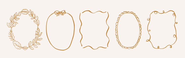 Hand drawn whimsical autumn frames collection