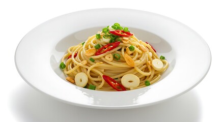 Delicious spaghetti aglio e olio with garlic, chili, and fresh herbs