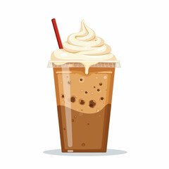 Delicious Creamy Coffee Beverage with Whipped Topping and Straw, Perfect for Refreshing Afternoon Treats or Summer Coolers