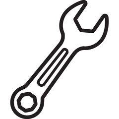 Illustration of a wrench isolated on white background, a versatile tool used for tightening and loosening bolts and nuts, commonly employed in mechanics and plumbing