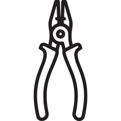 Pliers tool equipment for repair and construction work in industry, hardware instrument, metal handle, grip, jaw, cutting, electrician, mechanic, engineer isolated on white background