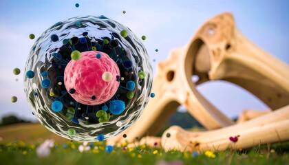 Colorful cellular model in a natural setting.