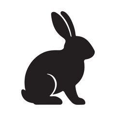 Obraz premium Rabbit Silhouette Icon – Black Bunny Animal Graphic Design