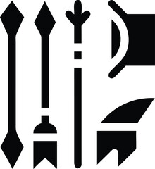 A vector illustration set of black gardening tools silhouettes, symbols, and work equipment