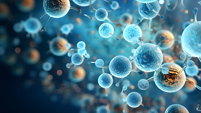 Abstract representation of colorful molecules and particles creating a vibrant scientific display in a laboratory setting