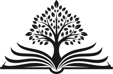 Obraz premium Knowledge Tree Growing From Open Book illustration