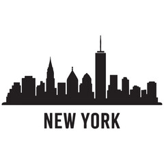 Obraz premium New York skyline silhouette. Landscape New York, USA. Vector illustration. Vector black silhouette. with white background.