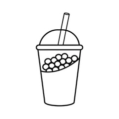 outline boba tea with tapioca pearls