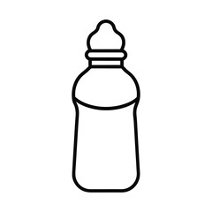 outline bottle of water with cap on a white background
