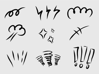 Comic expression hand drawn vector elements
