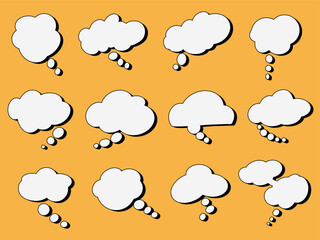 Collection of hand drawn speech bubblen 3d comic style