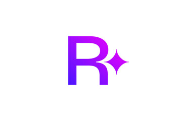 Letter R with sparkle logo icon design template elements