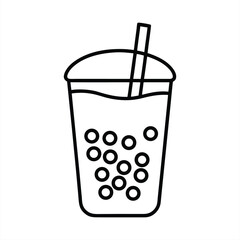 outline boba tea with tapioca pearls 