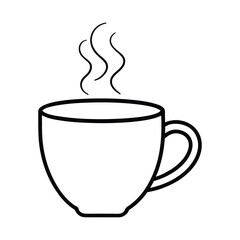 utline coffee cup with steam rising