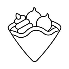  outline crepes filled with fresh fruit and cream