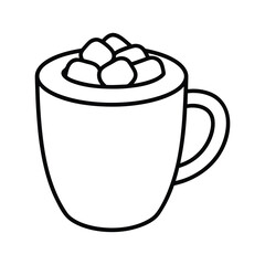 outline cup of hot chocolate with marshmallows 