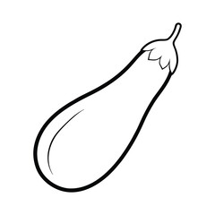outline eggplant with stem on a white background 