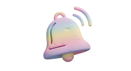 Pastel rainbow bell icon with notification waves.