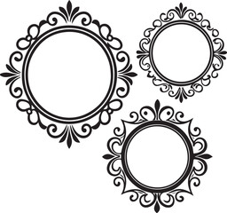 Set of ornate circular decorative frames
