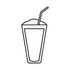 outline glass of iced latte with straw 