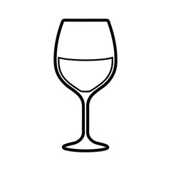 outline glass of red wine on a white background.
