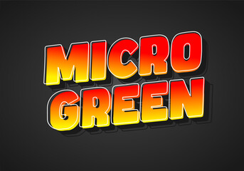 A vibrant graphic design featuring the words MICRO GREEN in bold, stylized letters with a gradient f