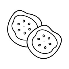 outline lotus root slices on a white background.