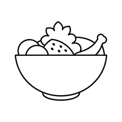outline lunch clipart of bowl of ramen with egg 