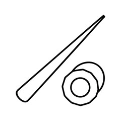 outline lunch clipart of sushi rolls with soy sauc