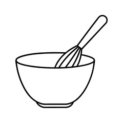 outline matcha tea bowl with whisk 