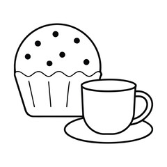 utline muffin with chocolate chips and a cup 