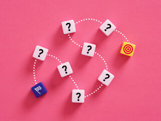 Reaching goal overcoming obstacles finding solution solving problems business concept